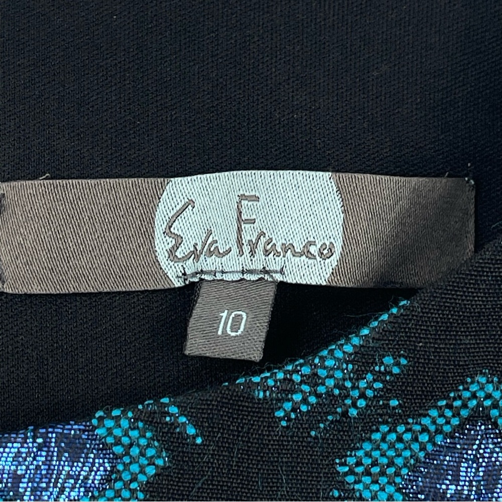 NWT EVA FRANCO Sleeveless A-Line Dress Black Blue Metallic Shimmer Lined Size 10 - Picture 7 of 10